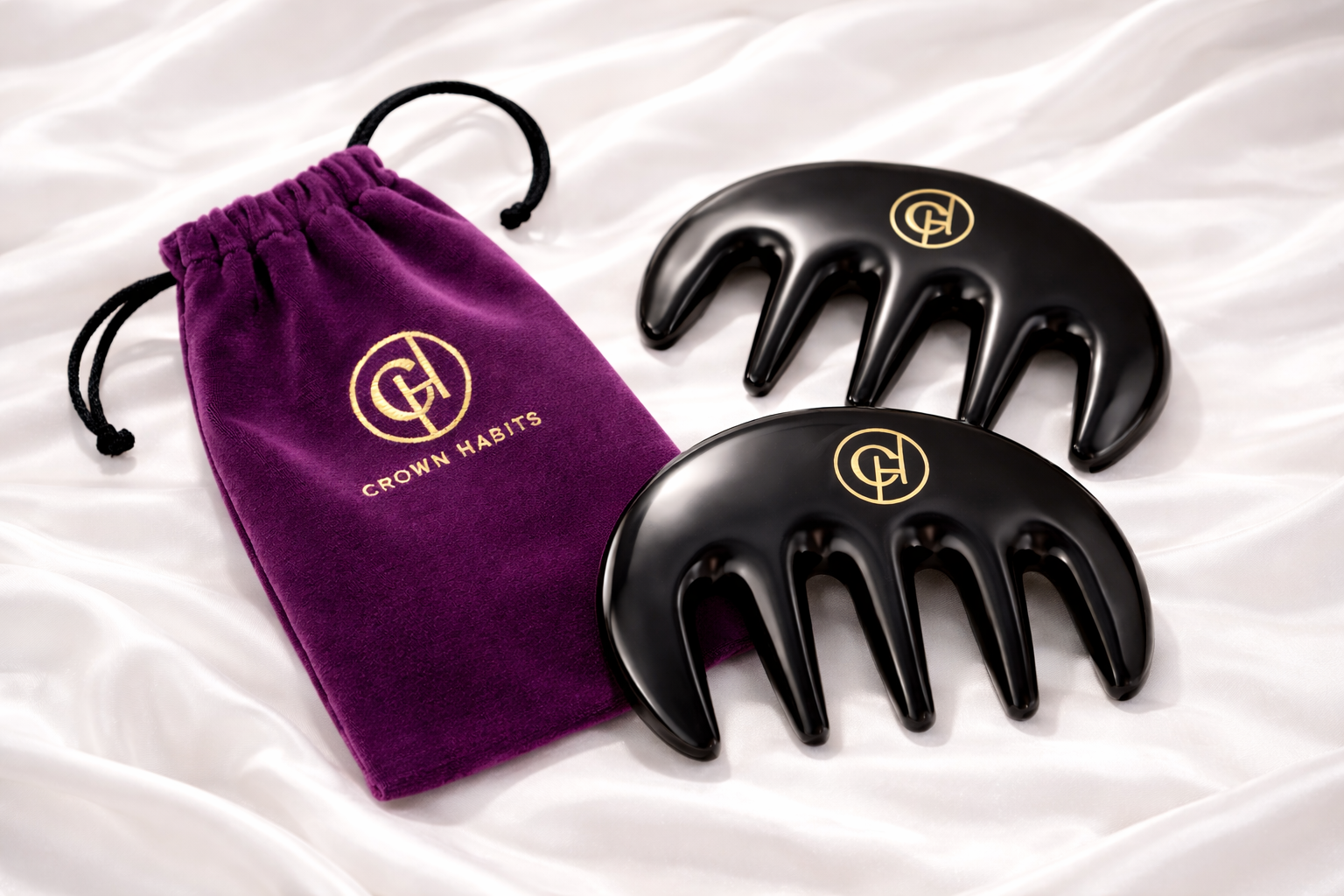 Crown Habits™ Bian Stone Scalp Massage Comb