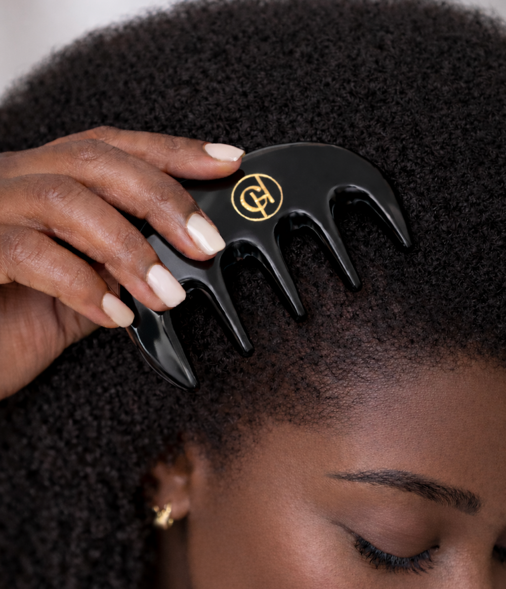 Crown Habits™ Bian Stone Scalp Massage Comb